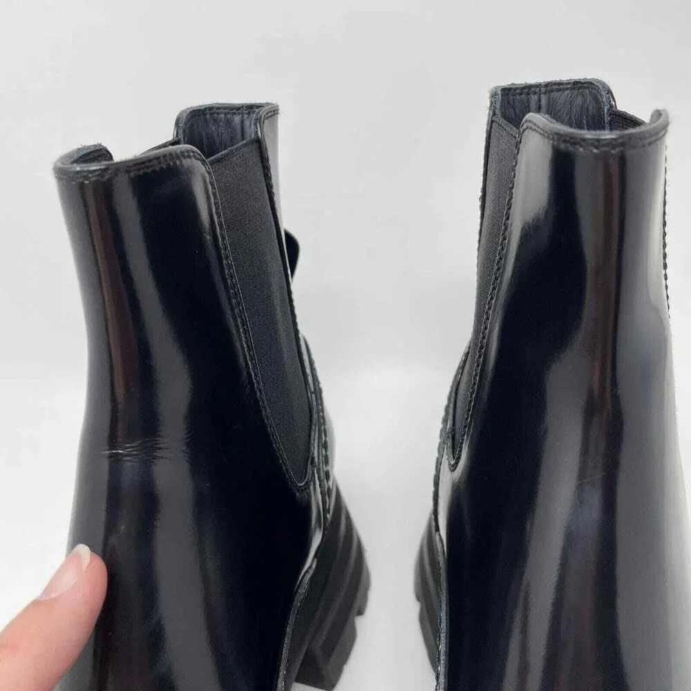 Alexander McQueen Wander Chelsea Boots Womens IT 40 US 10 Black Leather Platform - Picture 6 of 10